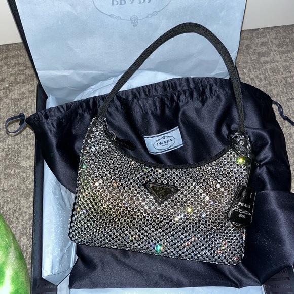 Handbags - Brand New Prada Reedition Crystal bag in black